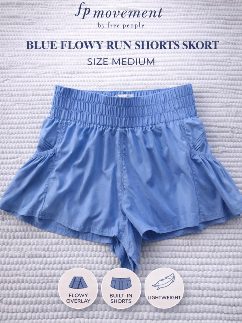 FP Movement Blue Flowy Run Shorts Skort Athletic Active Size M